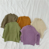 Children Kids Boys And Girls Solid Color Basic Long Sleeve Mid-Neck Sweater