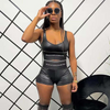 2 pieces Women Fashion Summer Letter Print Tank Top Shorts Sports Two-Piece Set