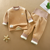 Kids Baby Boys Girls Autumn Winter Casual Cute Solid Color Stripe Long Sleeve Sweatshirts High Waist Trousers Fleece Sets