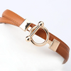 Women Fashion Simple Alloy Round Buckle Pu Belt