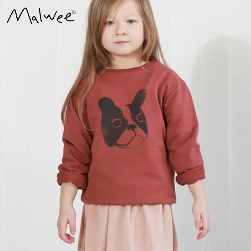 Children Kids Baby Fashion Girls Casual Basic Long Sleeve Cartoon Dog Print Sweatshirt