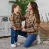 Family Matching Mother And Daughter Plaid Long-Sleeved Lapel Casual Shacket Blouse