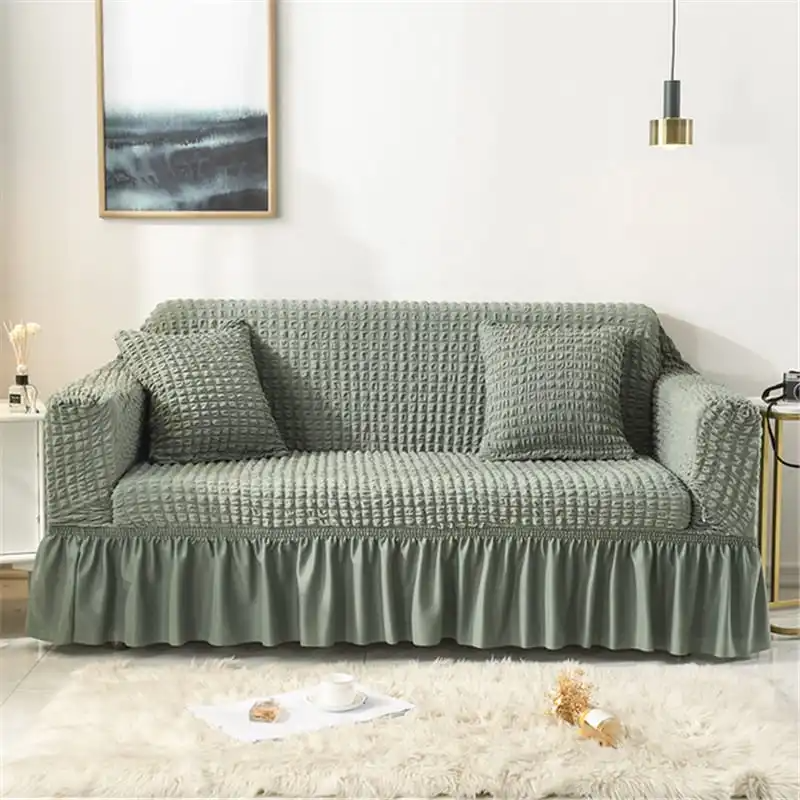 3-Seater 190-230cm Plaid Style Solid Color Elastic Sofa Cover