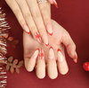 ( Buy 1 Get 2 ) Women Fashion Christmas Red Border Bow Wearable False Nails