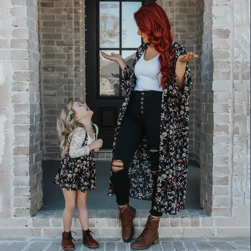 Floral Beach Vacation Casual Loose Elegant Mother And Daughter Family Matching Coverup