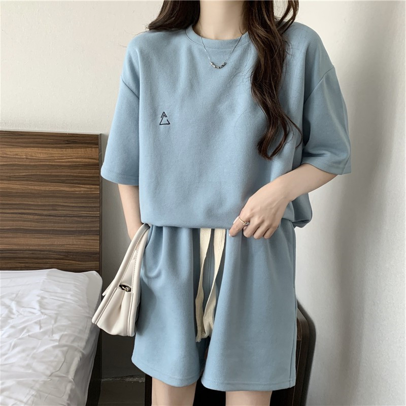 Women Summer Casual Short Sleeve Loose T-Shirt And Short Sports Athleisure Set