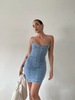 Women'S Sexy Bandeau Stitching Skinny Denim Tube Dress