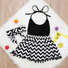 2pcs Baby Girls Stripe Print Sleeveless Bandage Dresses And Headband Set