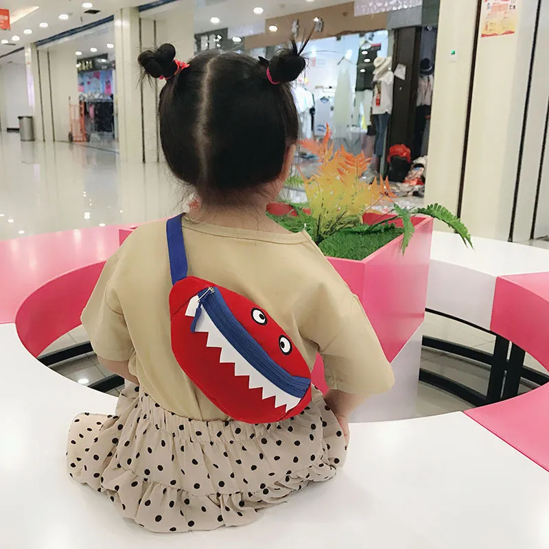 Kids Casual Cute Cartoon Funny Face Pattern Color Blocking Waist Bag