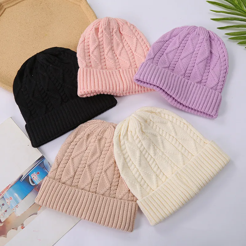 (Buy 1 Get 1) Autumn And Winter Neutral Simple Solid Color Warm Knitted Hat