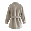 Women Casual Lapel Long-Sleeve Coat With Sash