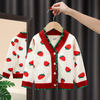 Children Kids Baby Fashion Girls Long Sleeve Strawberry Knitted Cardigan