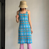 Women'S Fashion Plaid Printing Sleeveless Camisole Dress