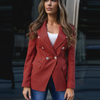 Women Fashion Double-Breasted Houndstooth Blazer Jacket