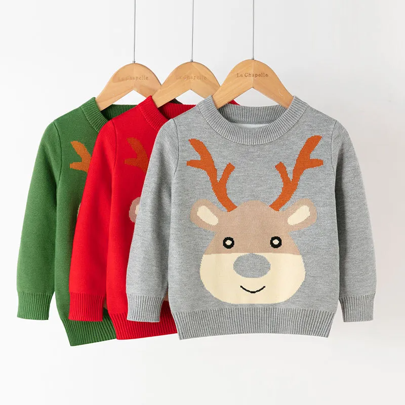 Kids Toddler Girls Boy Fashion Cartoon Christmas Elk Sweater