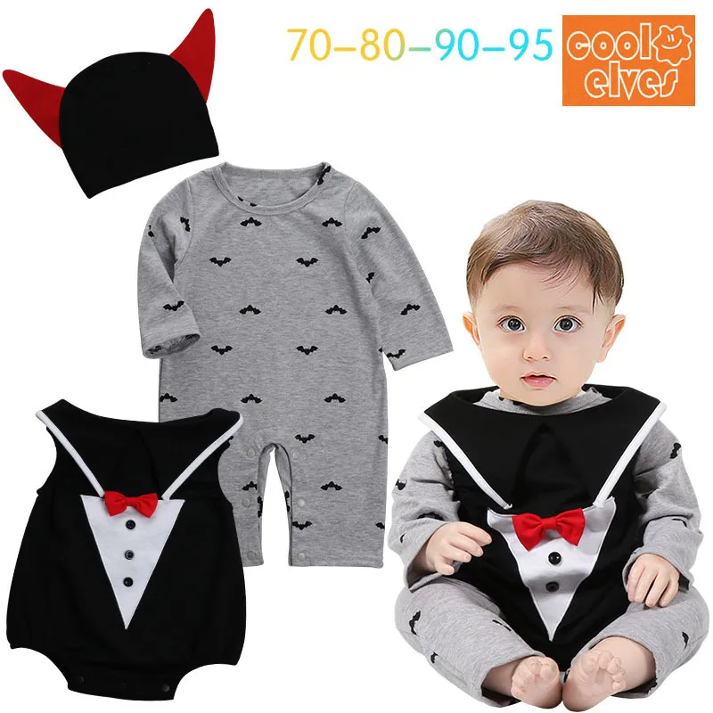 Kids Baby Girls Boys Autumn Winter Fashion Casual Cute Halloween Bat Pattern Romper Set