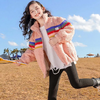 Kids Toddler Big Girls Autumn Winter Casual Cute Rainbow Color Lamb Zipper Stand Collar Long Sleeve Coat