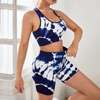 Women Fashion Tie-Dye Print Yoga Bra And Shorts Sport Set