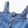 Fashion Women Campus Style Single-Breasted Suspender Denim Dress