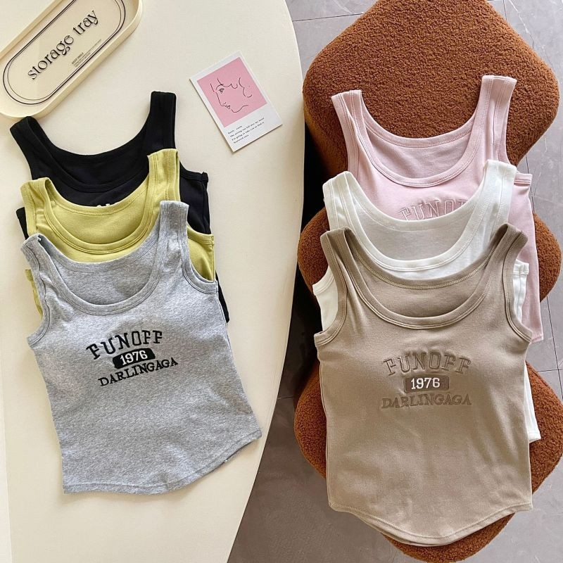 2 Pieces Women'S Pure Cotton Casual One-Piece Bottoming Top With Chest Pad