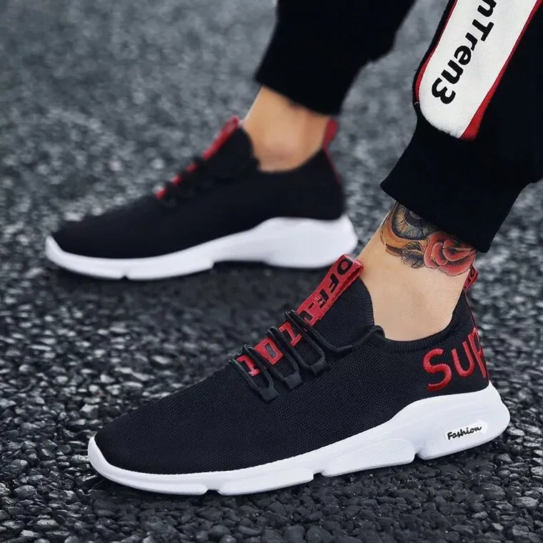 (Buy 1 Get 1) Men Fashion Casual Sports Versatile Round-Toe Lace-Up Mesh Cloth Flat Thick-Soled Sneakers