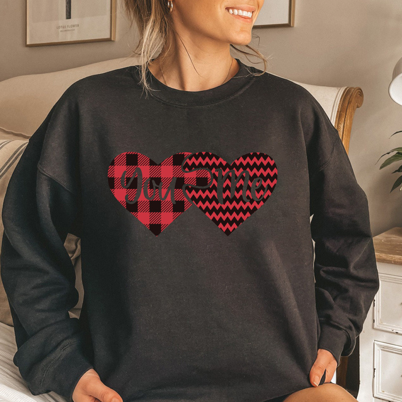 Valentine'S Day Fashion Women'S Casual Long Sleeve Round Neck Love Print Sweatshirt