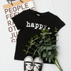 Children Kids Toddlers Fashion Girls Boys Basic Casual Short Sleeve Letter Print Black T-Shirt