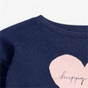 Girls Heart-Shaped Letter Pattern Bubble Sleeves Sweatshirt