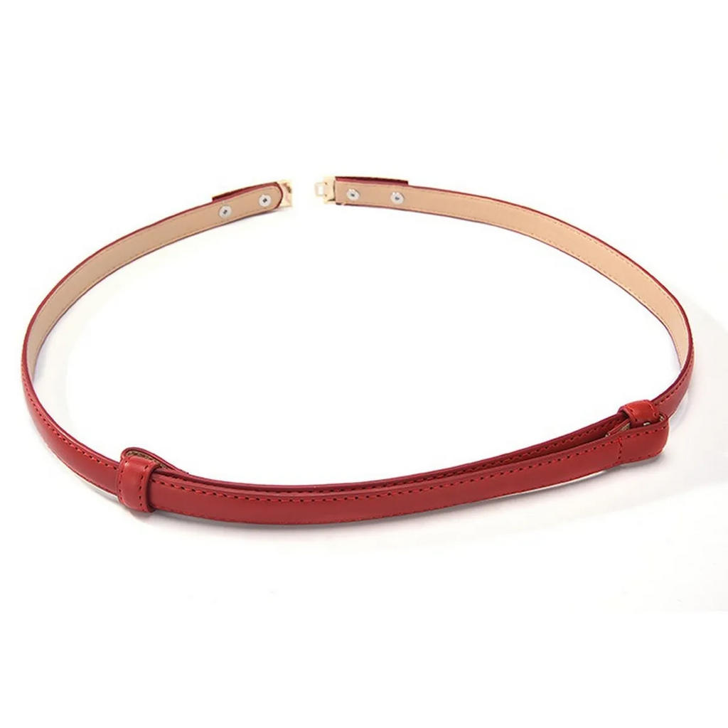 Women Thin Skinny Metal Gold Elastic Buckle Belts