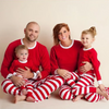 Christmas Fashion Cartoon Red And White Stripe Printing Round Neck Long Sleeve Home Parent-Child Pajamas Suit