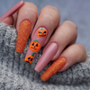 ( Buy 1 Get 1 ) Halloween Women Funny Glitter Pumpkin Spider Wearable False Nails