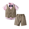 Kids Toddler Big Boys Summer Fashion Casual British Style Bow Waistcoat Shirt Shorts Party Clothing Set