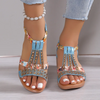 Women Fashion Plus Size Printed Rhinestone Round-Toe Sandals