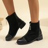 Women Fashion British Style Plus Size Front Zipper Round Toe Short Boots