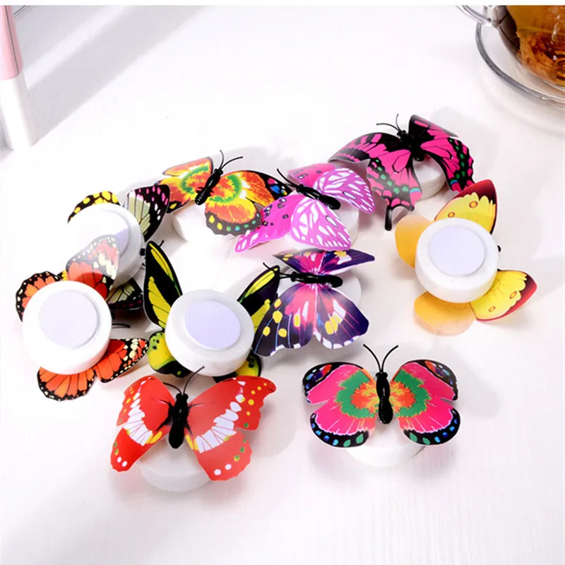 (Buy 1 Get 1) Fashion Colorful Butterfly 3D Simulation Paste LED Decorative Wall Night Light