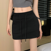 Women'S Fashion Casual Solid Color High Waist Lace-Up Sports Skirt