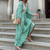 Women Ramadan /Eid  Fashion Casual Print Long Sleeve Maxi Dress