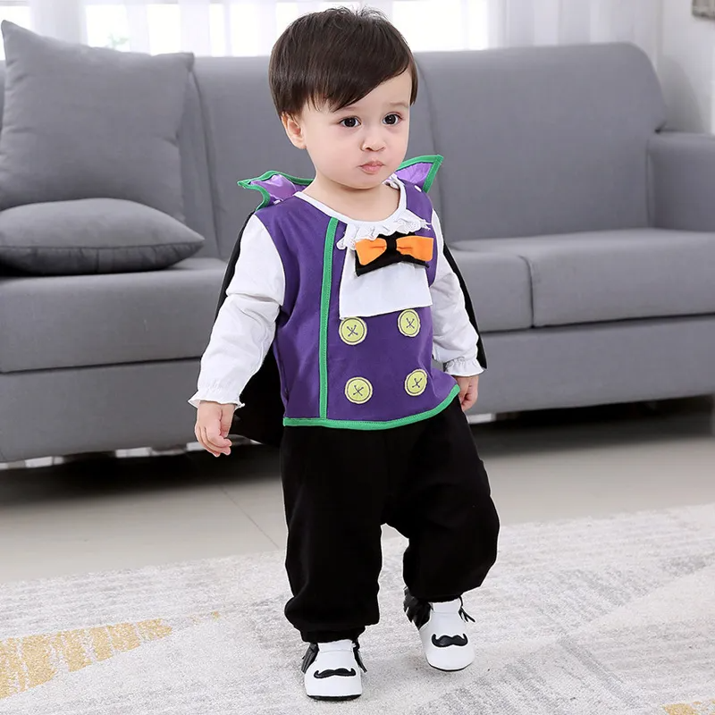 Kids Baby Girls Boys Autumn Winter Fashion Casual Cute Halloween Bow Vampire Round Neck Bodysuit Set