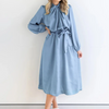 Women Fashion Solid Color Long Sleeve Dress