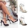 Women Sexy Rhinestone Ankle Strap Super High Heel Stiletto Party Sandals