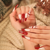 ( Buy 1 Get 2 ) Women Fashion Christmas Stripe Heart Stripe Wearable False Nails