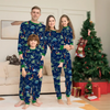 Christmas Cartoon Dinosaur Print Round Neck Long Sleeve Parent-Child Home Pajamas Set