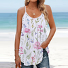 Fashion Women Casual Round Neck Floral Printing Loose Camis