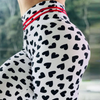 Black Heart-Shaped Print Hip-Lifting Sports High-Waisted Leggings Pants