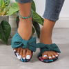 Women Plus Size Fashion Floral Printed Bow Flat Slippers