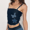 Women'S Sexy Edgy Butterfly Star Printing Denim Camisole Top