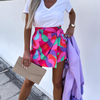 Women Fashion Vacation Sexy Printing High Waist Irregular Culottes