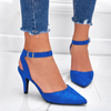 Women Fashion Plus Size Sexy Pointed Toe Square Buckle Shoes High Heeled Sandals