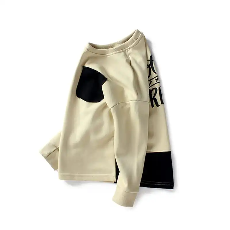 (Buy 1 Get 2) Boys Round Neck Long-Sleeves Letter Printed Patchwork Sweatshirt