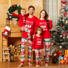 Cartoon Santa Snowflake Letter Print Round Neck Long Sleeve Home Parent-Child Pajamas Set